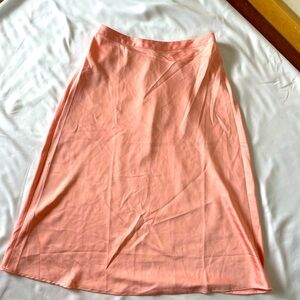 J. Crew Satin-back crepe A-line midi skirt Peach Salmon Pink Lover Era